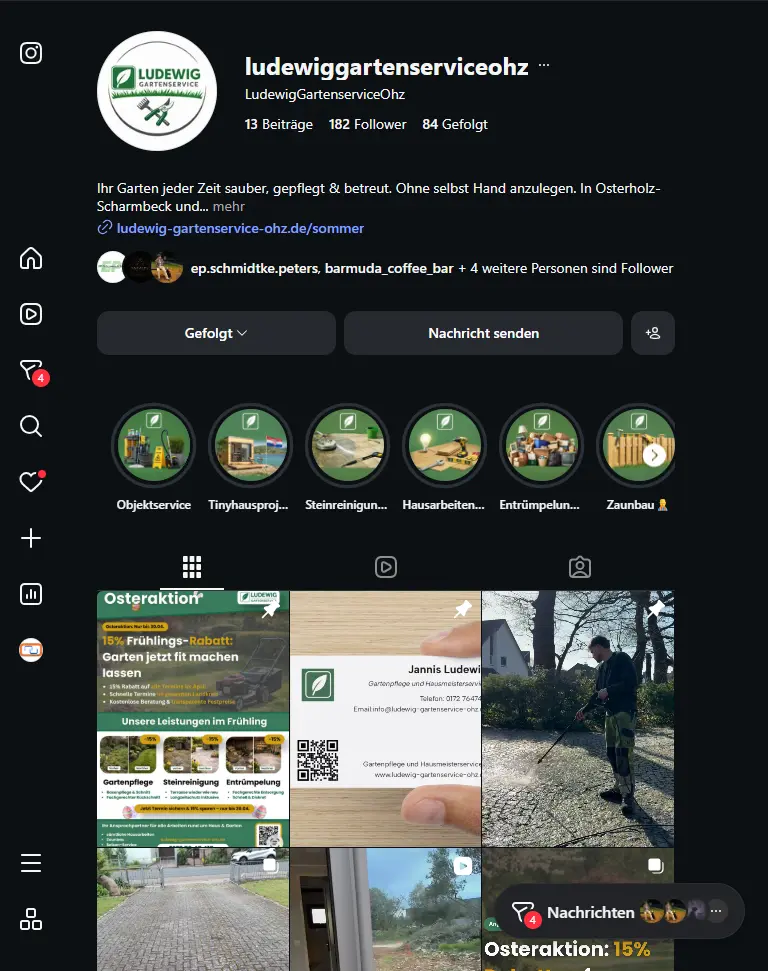 Instagram-Auftritt von Ludewig Gartenservice